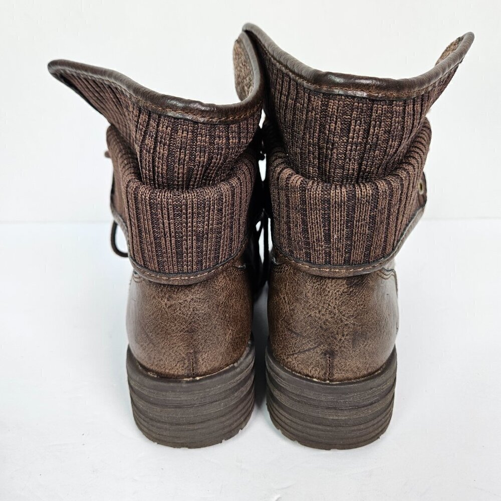 Born | BOC Saturn II Latte Faux Leather Fold Over Combat/Moto Lug Boot 7 - Picture 5 of 9